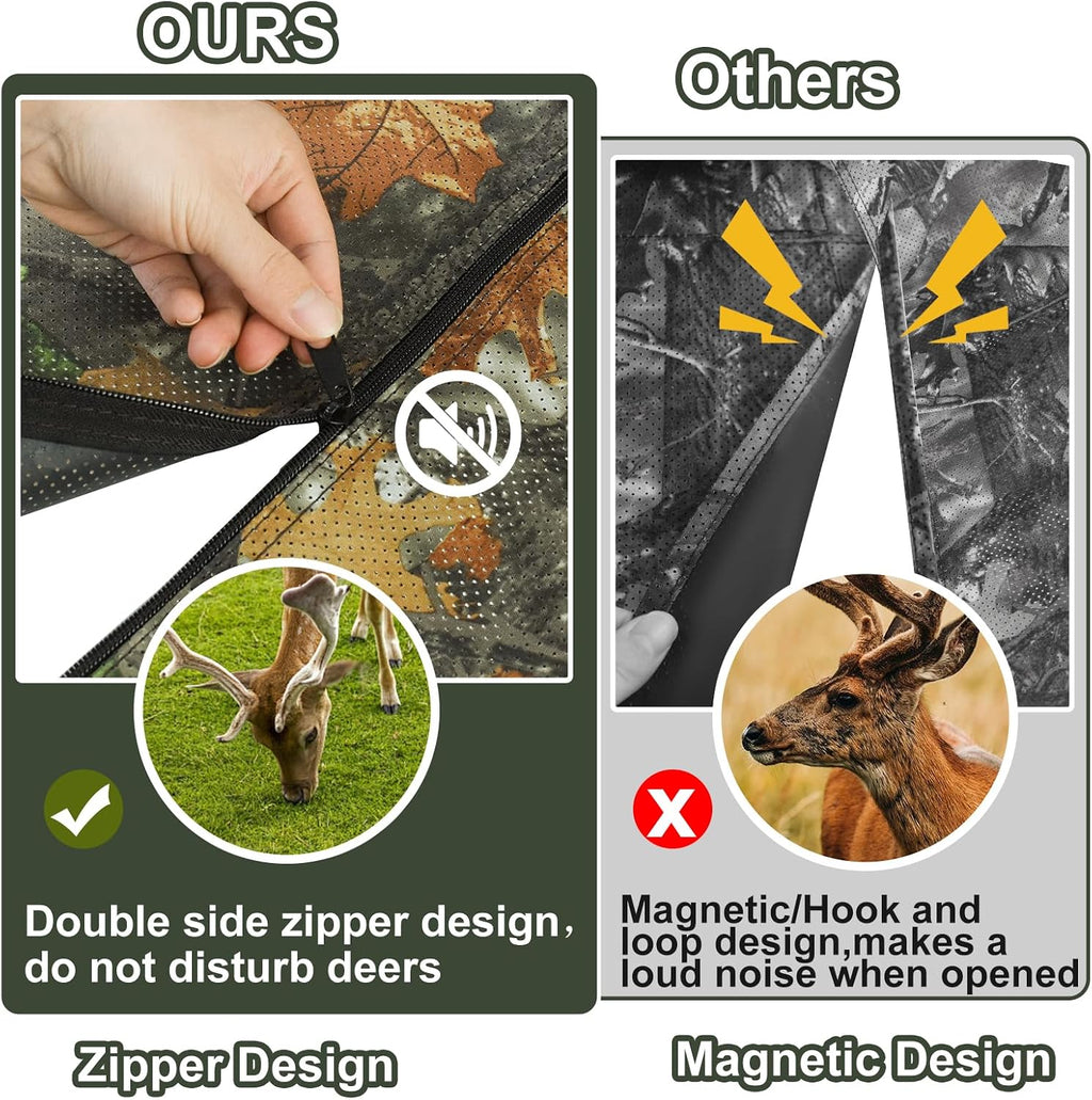 See Through Hunting Tree Stand Blind Kit, 102"/142" x 35" Visible 2 Man Ladder Stand Blinds Treestand Camo Blind