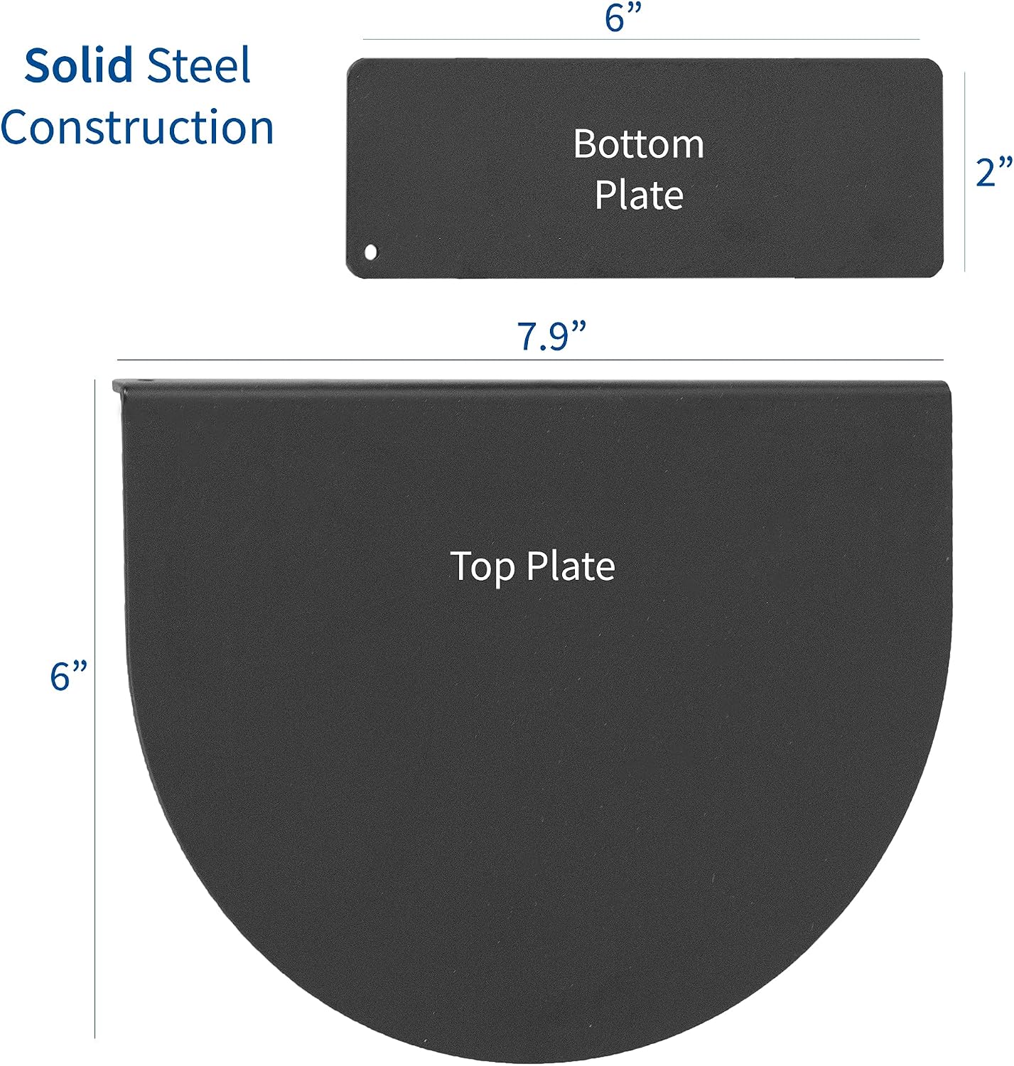 Steel Reinforcement Bracket Mount Plate for Thin, Glass, and Other Fragile Table Top Surfaces, Compatible with Most
