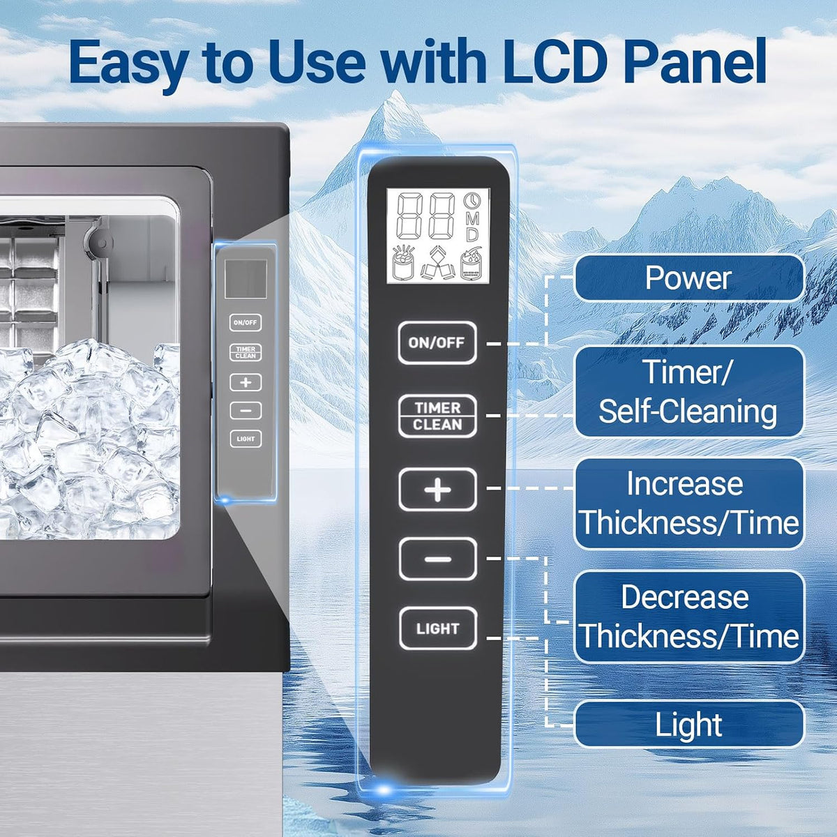 Commercial Ice Maker Machine, 100lbs/24H with 20lbs Ice Storage