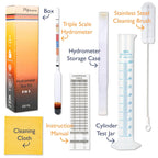 Triple Scale Lab Hydrometer Kit Glass Jar Cylinder ABV Brix SG Tester Beer Wine Brewing Supplies
