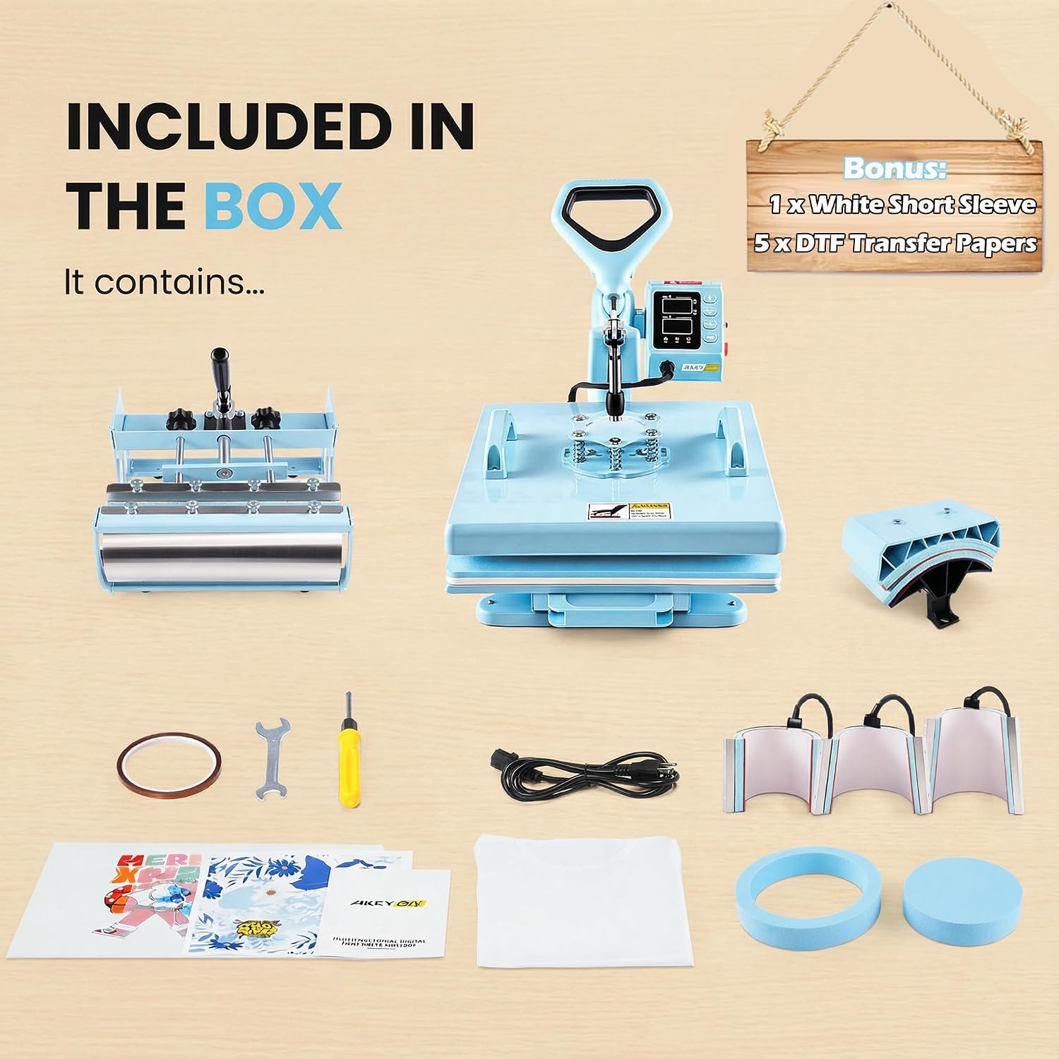 Heat Press, 15X15 Heat Press Machine with 11-30oz Tumbler/Mug/Hat Press, 360° Swing Away Digital Shirt Press, Slide
