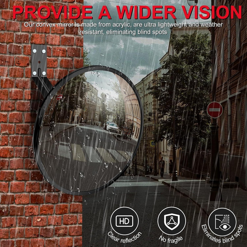 12 Inch Acrylic Convex Mirror | Adjustable Wide Angle Indoor Security Mirror for Warehouse, Office, Parking Garage &