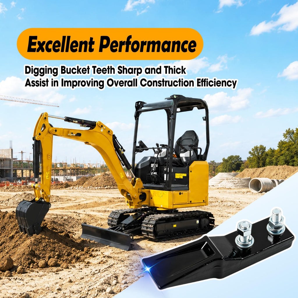 6 Pcs Digging Bucket Teeth with Flex Pins Kit Aperture 0.39in