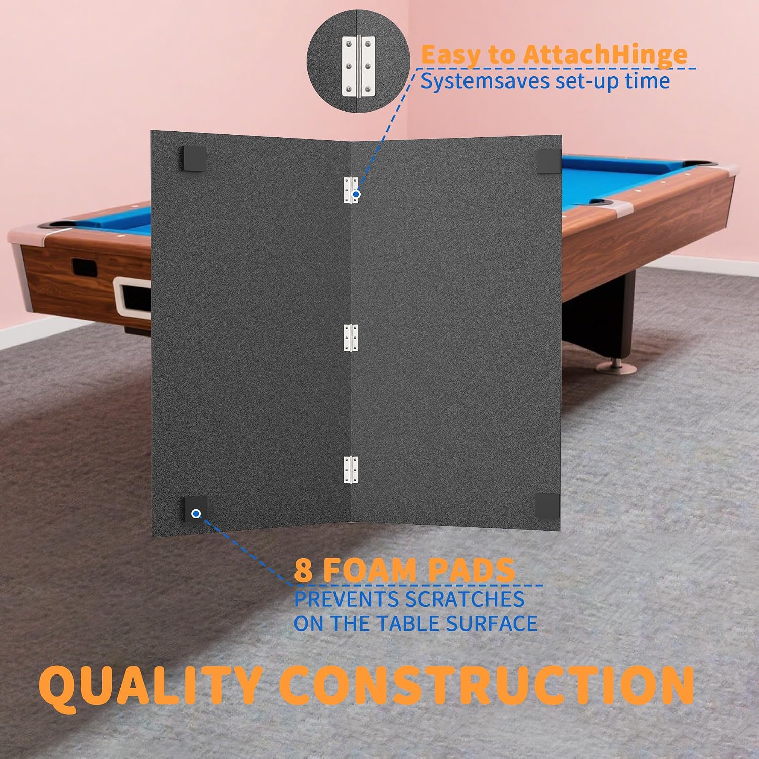 8ft x 4ft Foldable Ping Pong Table Topper for Pool Table, Professional Table Tennis Conversion Top with Net & Premium