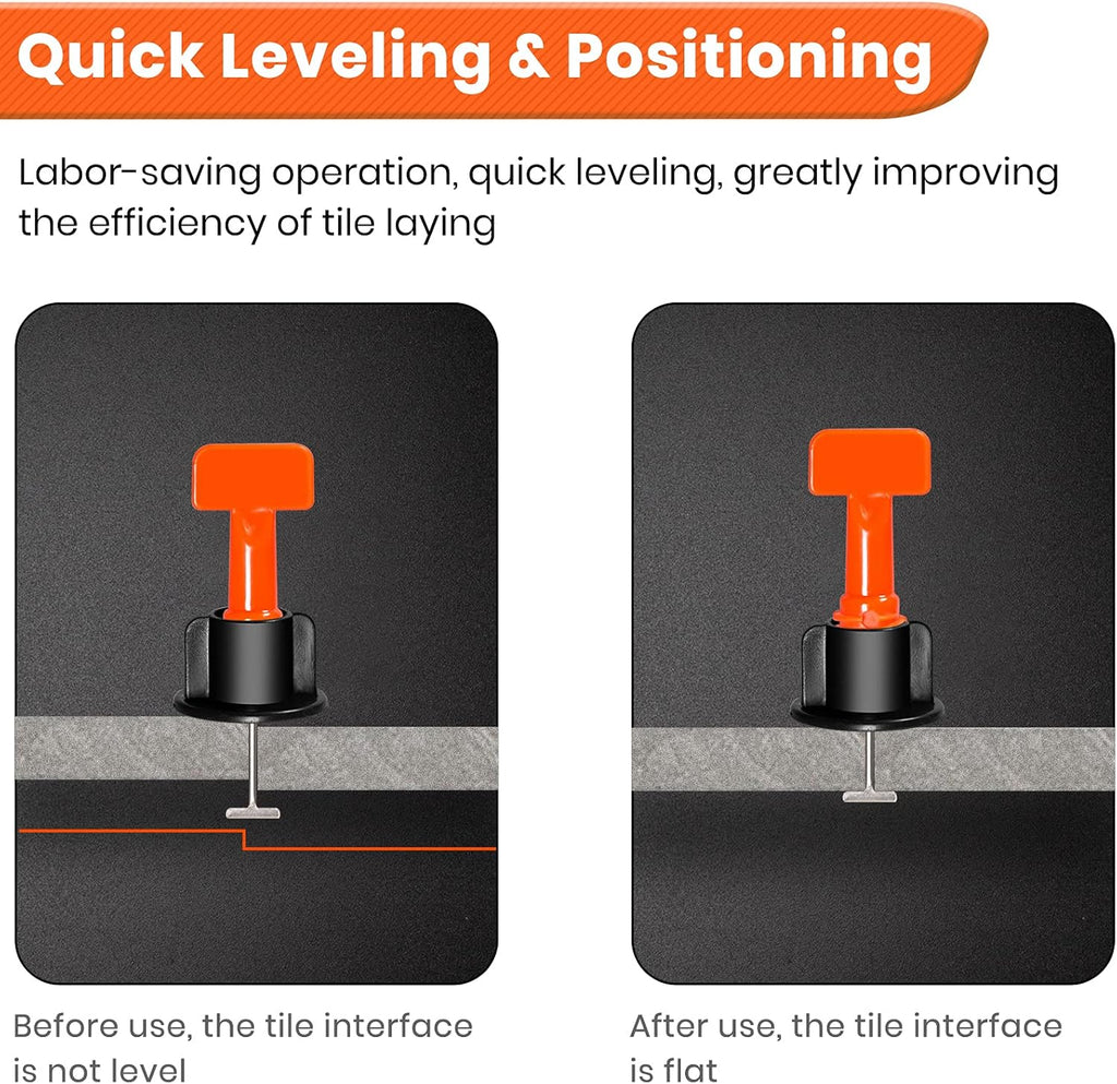 Tile Leveling System Kit,200pcs Reusable Tile Leveler Spacers+1000pcs 1/12" Cross-shaped Tile Spacers+5pcs