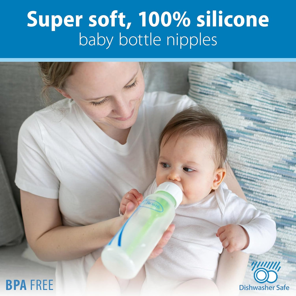 Natural Flow Anti-Colic Options+ Narrow Baby Bottle, 4 oz/120 mL, with Level 1 Slow Flow Nipple, 0m+, 4 Pack