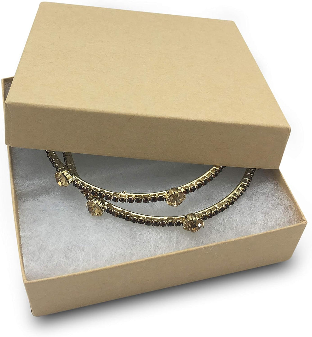TheDisplayGuys 25 Cardboard Jewelry Gift Boxes with Inserts - Kraft Brown