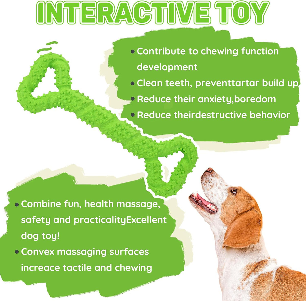 Durable Dog Chew Toys 13 Inch Bone Shape Extra Large Dog Toys with Convex Design Strong Tug Toy for Aggressive