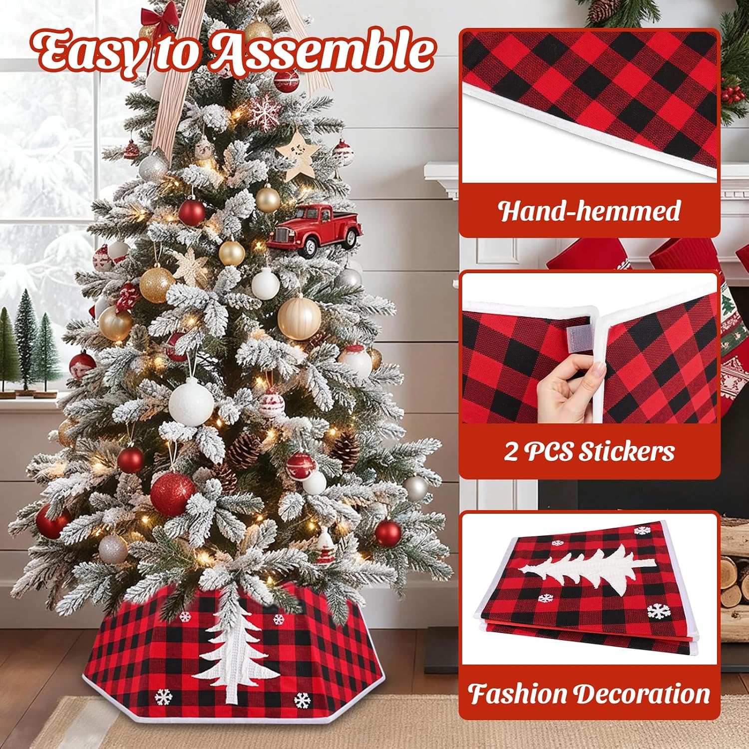 Christmas Tree Collar, 26’’ Christmas Tree Skirt Decorations Stand, Foldable Willow Skirt Ring for Artificial Trees