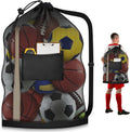 Extra Large Mesh Ball Bag, Heavy Duty 40"x30" Hold 10-12 Soccer Basketball | Drawstring & Adjustable Shoulder Strap