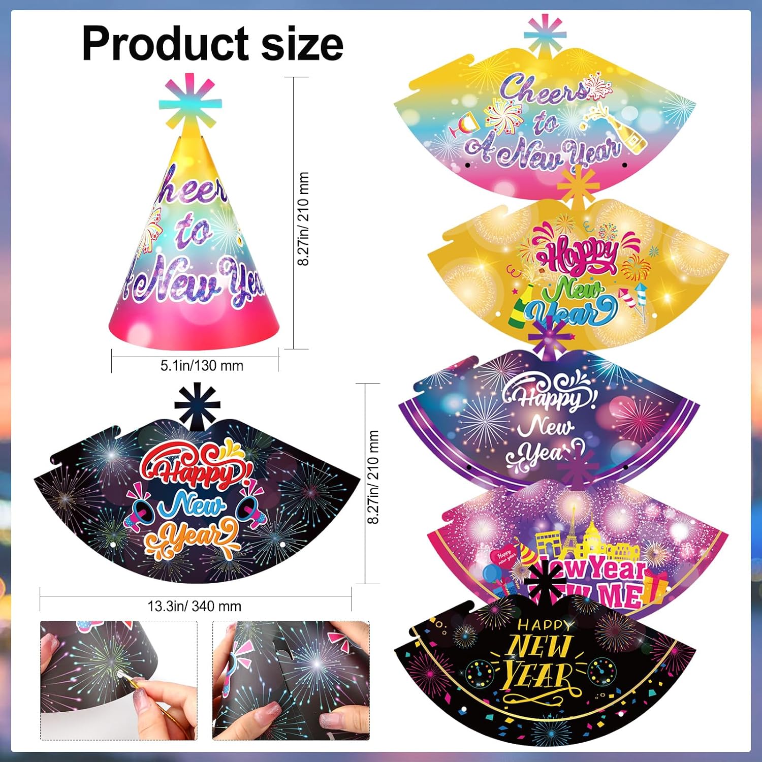 Colorful New Years Eve Party Supplies 2026, Pack of 36 Happy New Year Decorations 2026 Kit, Happy New Year Headband