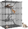 4-Tier Cat Cage Indoor Cat Enclosures DIY Cat Playpen Detachable Metal Wire Kennels with Extra Large Hammock for