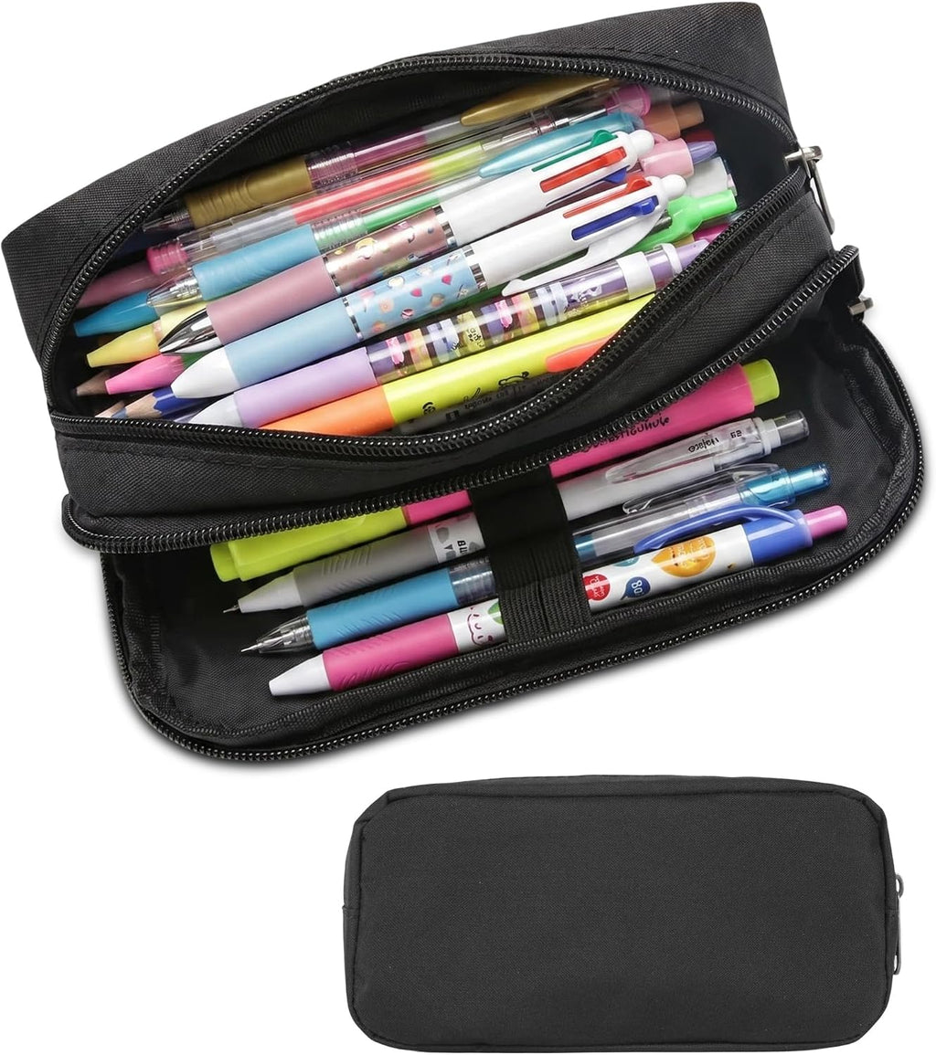 Large Pencil Case, Big Capacity Pencil Pouch with 2 Compartments | Office Pencil Bag with Zipper, Big Pen Case for