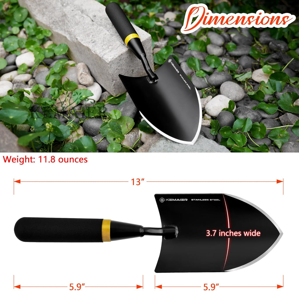 Garden Tool Set - Featuring a Heavy-Duty Stainless Steel Hand Cultivator, Transplant Shovel, Trowel, Crack Weeder