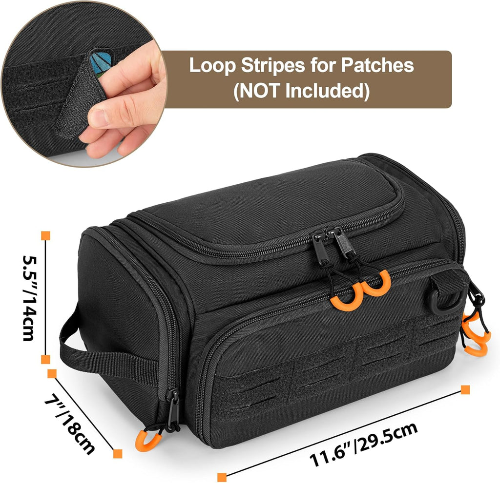 Tactical Toiletry Bag for Men, Hanging Hygiene Bag, Travel Dopp Kit Organizer for Shaving, Shower Essentials and