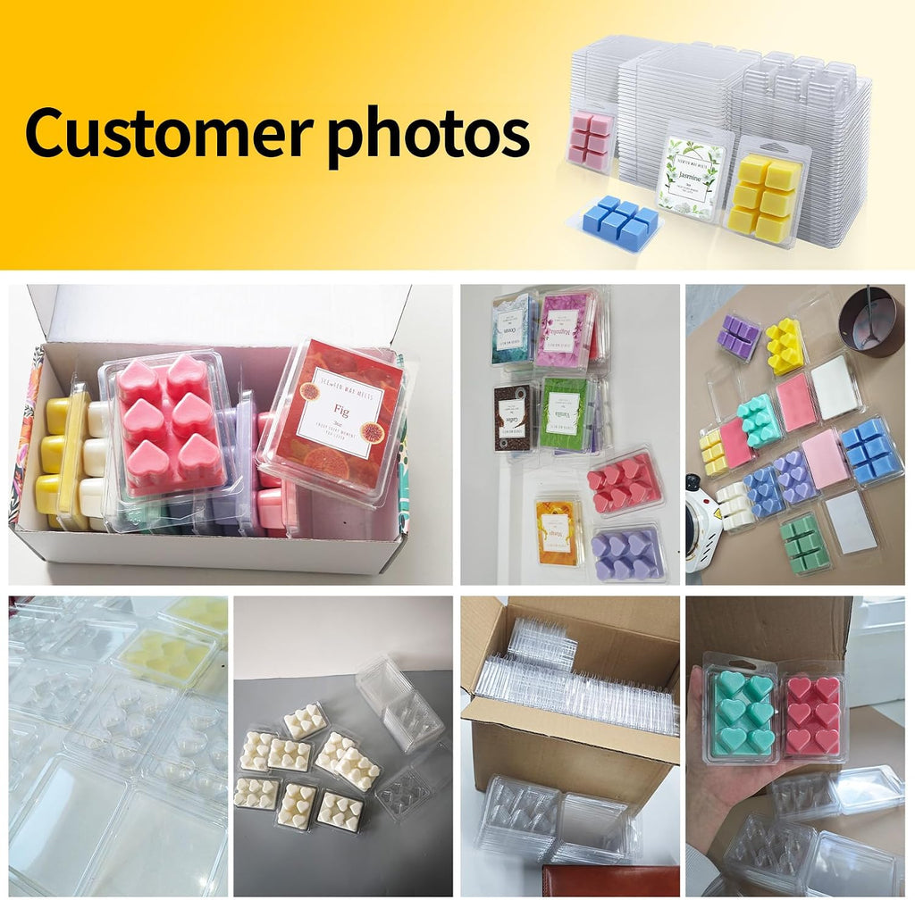 Wax Melt Container Clamshell Packaging Mold Box with Packaging Box | Plastic Clear Empty Wax Candle Melt Tart