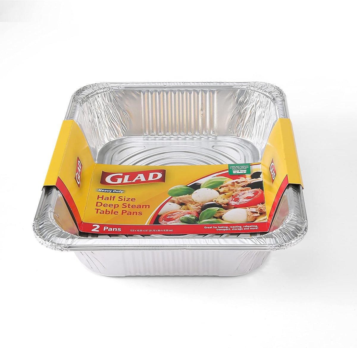 Disposable Half Size Aluminum Steam Pans, Deep Heavy Duty Foil Pans for Steaming, Baking, Roasting, Meal Prep