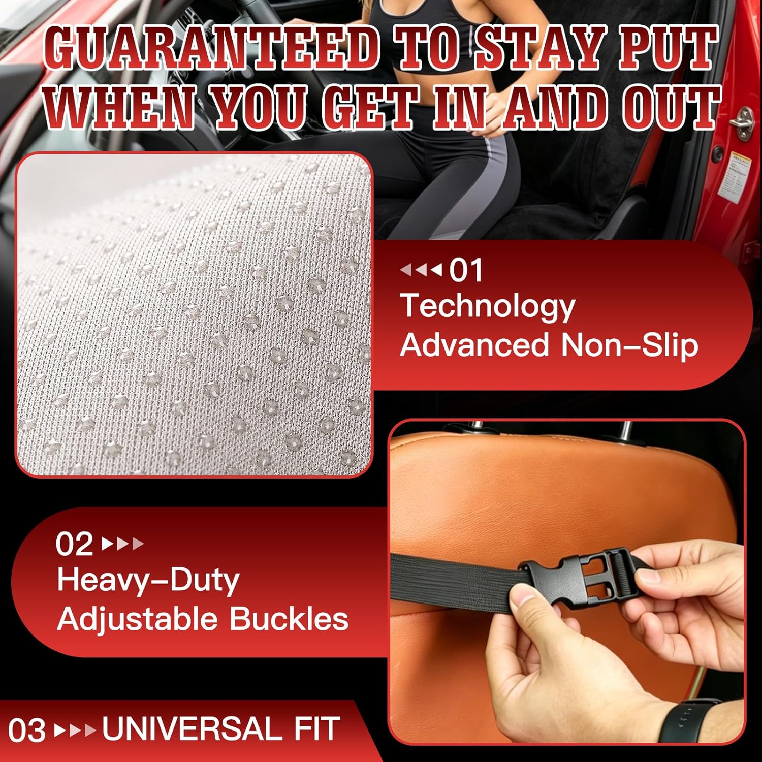 Car Seat Cover Towel GRS Certified Recycled, Waterproof & Washable, Non-Slip Universal Fit for Cars SUVs Trucks