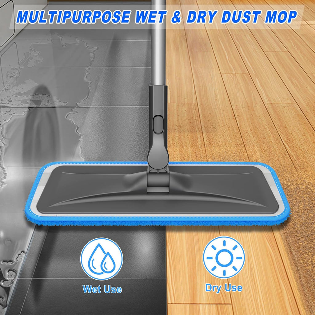 Microfiber Mops for Hardwood Floor Cleaning - BPAWA Flat Floor Mop with 4 Washable Pads for Laminate Wood Tile Vinyl