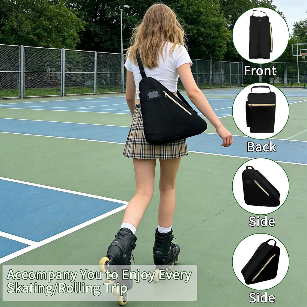Roller Skate Bag,Adjustable Shoulder Strap ice Skate Bags for Girls Boys and Adults,Large Capacity Breathable Skate