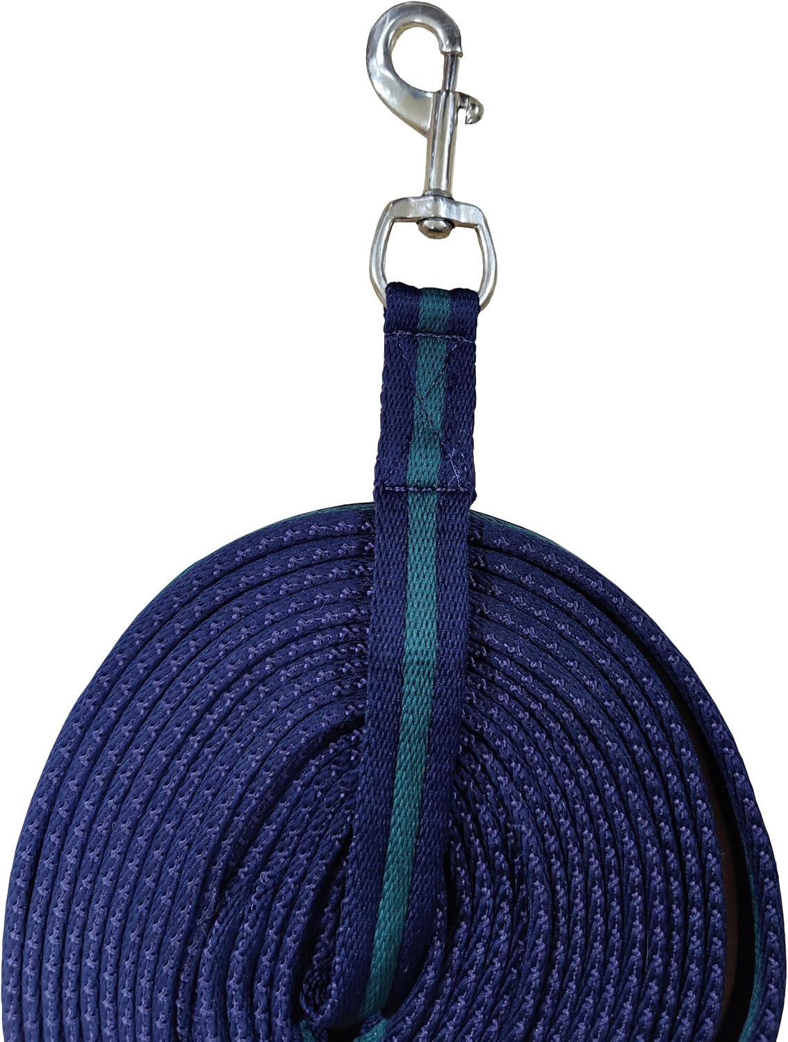 Soft Padded Lunge Line Rein Lead for Horses 27ft Long Looped Handle Swivel Clip (Navy/Green)