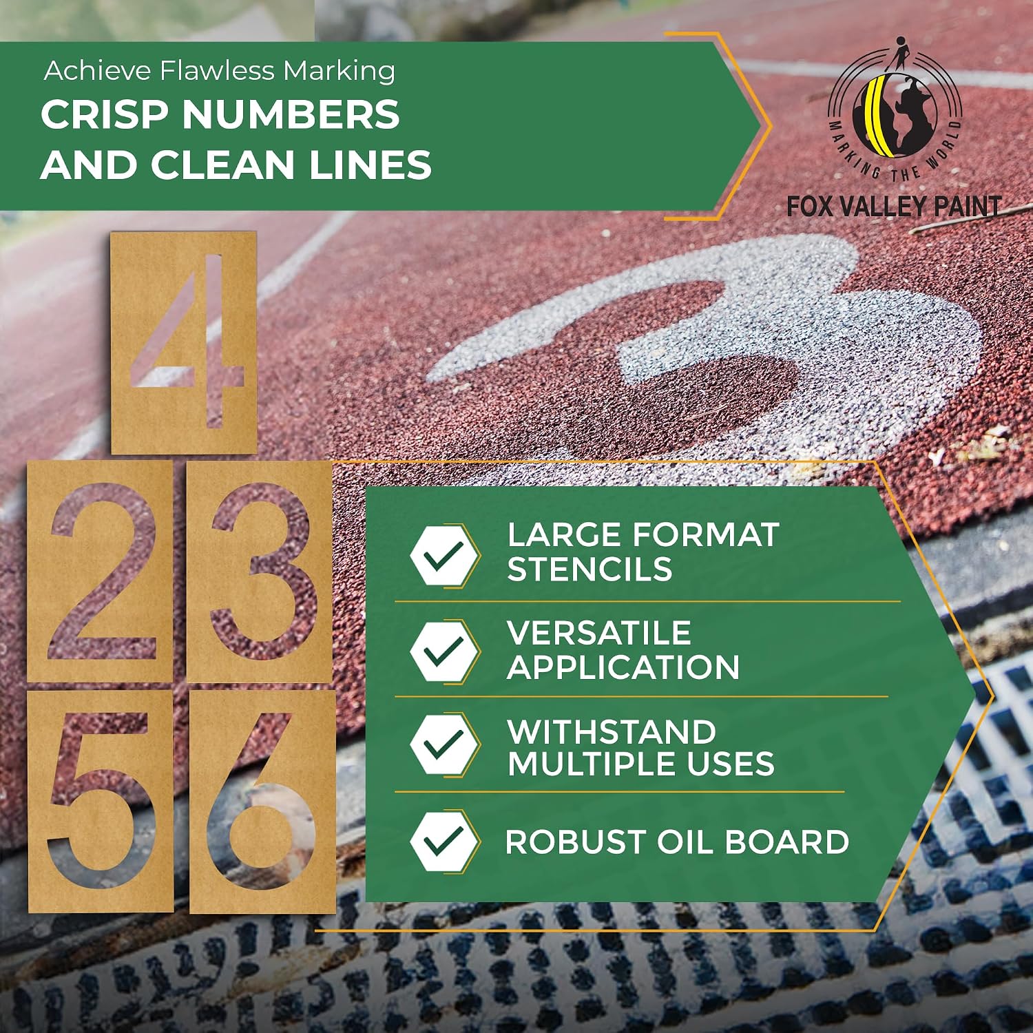 Large Number Stencil Set 8-Piece 32"x18" Oil Board