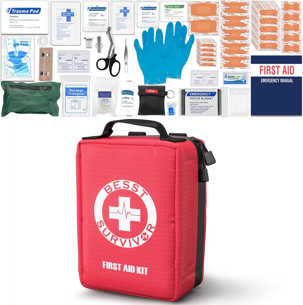 Premium First Aid Kit - Waterproof Molle Medical Bag with Color-Coded Compartments, with Israeli Bandage, Rescue