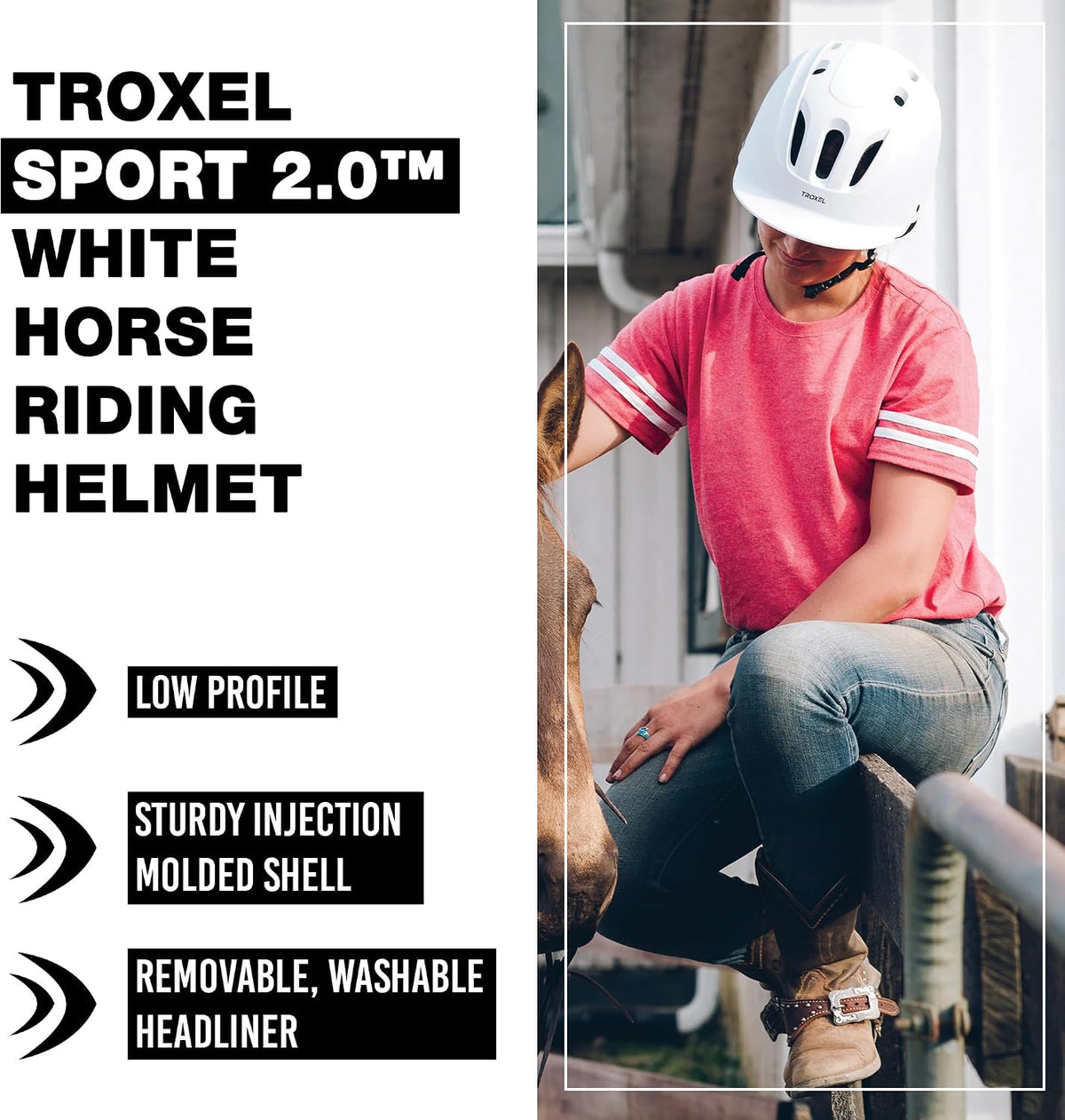 Sport 2.0 Injection Molded Horse Riding Helmet, Lightweight Adjustable Design, Safety Horseback Riding Gear
