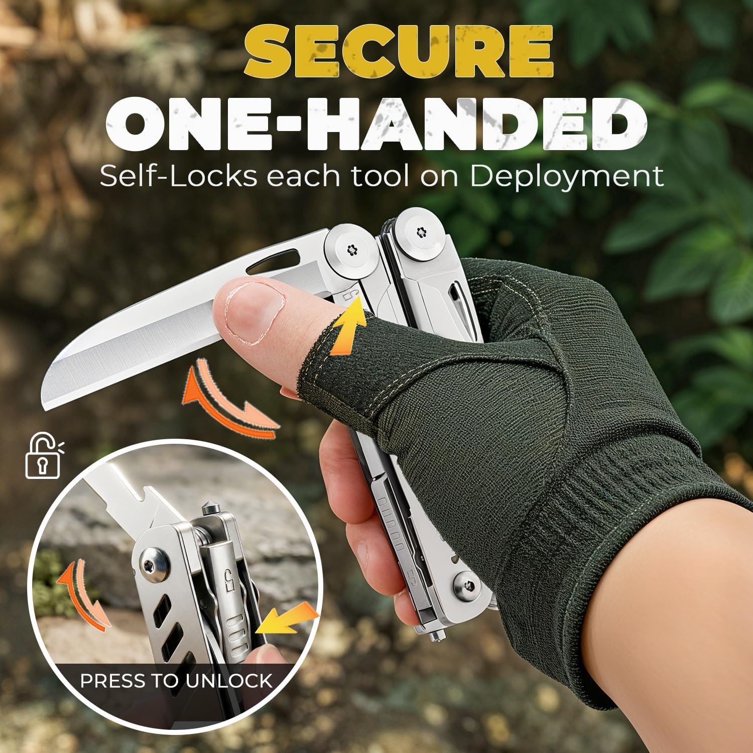 21-in-1 Multitool Pliers with Pocket Knife, Saws, Scissors & Clip | Stainless Steel, Self-Locking, Spring-Loaded