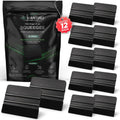 Professional Value 12 Pack PP Black Felt Edge Vinyl Squeegee Tool 4 Inch Plastic Scratch Free Car Wrap Scraper Decal
