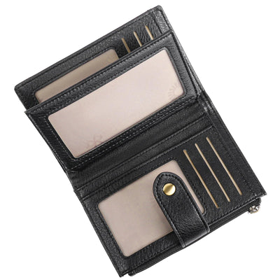 Small Wallet for Women RIFD Leather Bifold Credit Card Holder with 3 ID Window