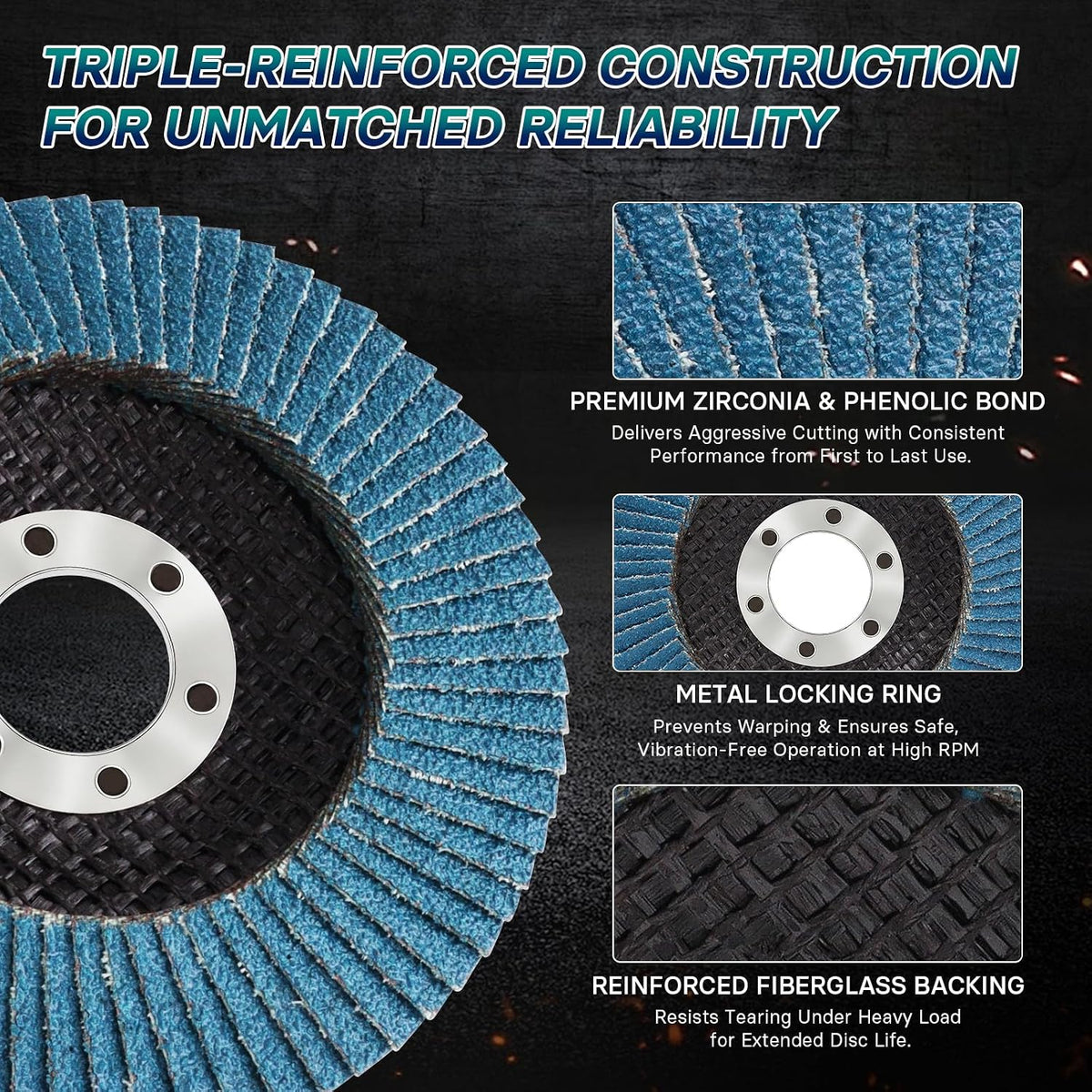 10 Pack Flap Discs 4-1/2" for Angle Grinder 60 Grit