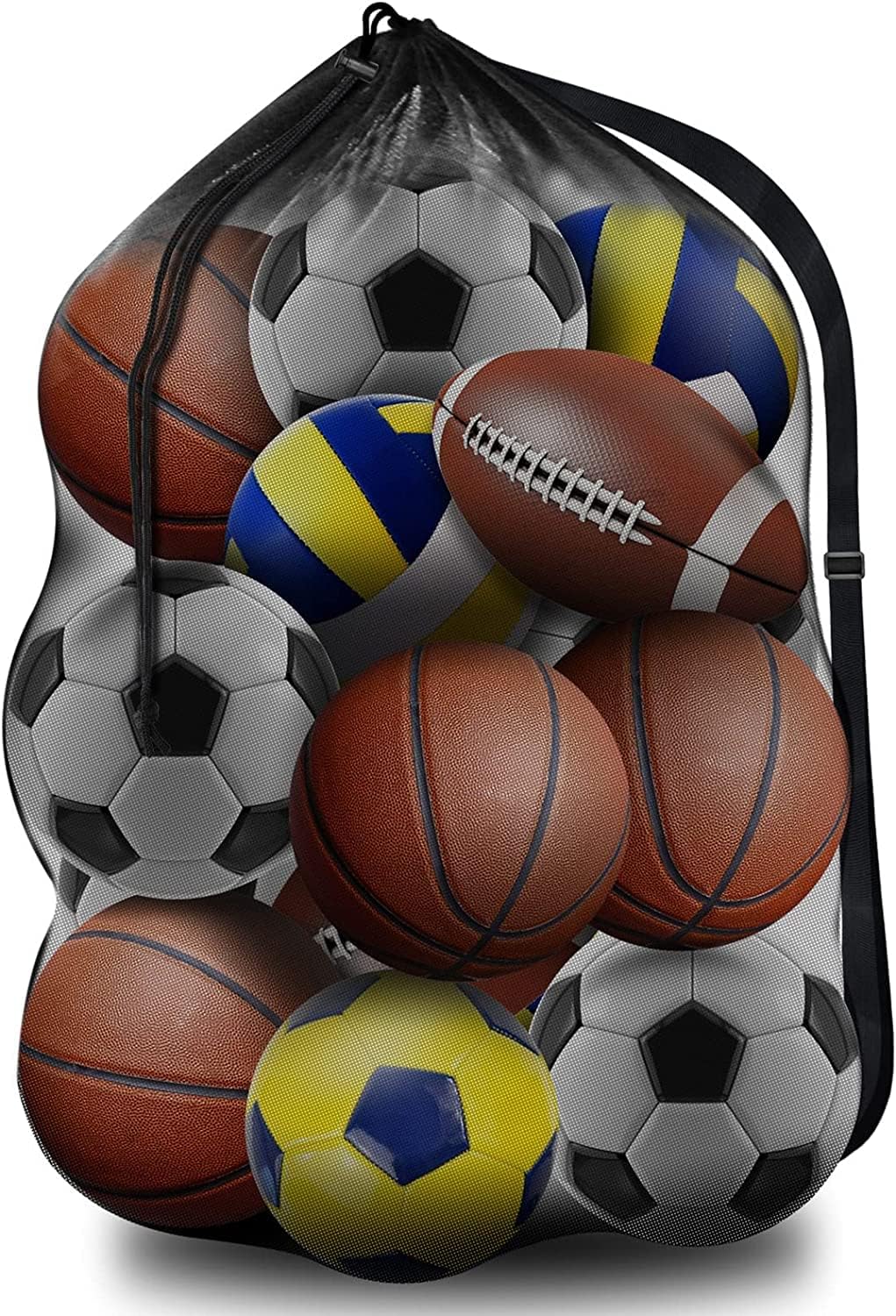 Extra Large Sports Ball Bag Mesh, Basketball Bags Team Balls, Adjustable Shoulder Strap, Ball Bags for Holding