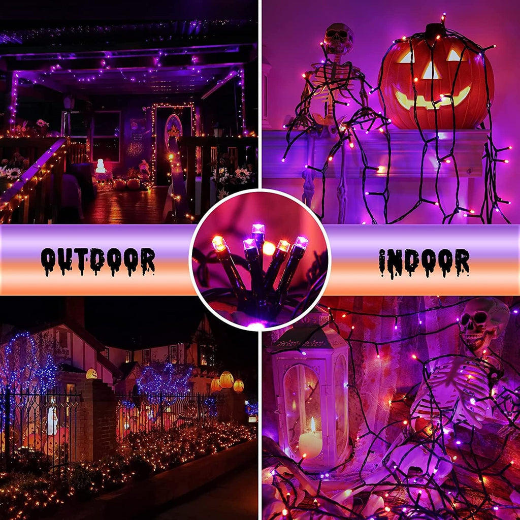 500 LED Halloween Lights Outdoor, 164 FT Fairy Lights with 8 Modes | Purple&Orange, Timer&Memory Function, Plug in