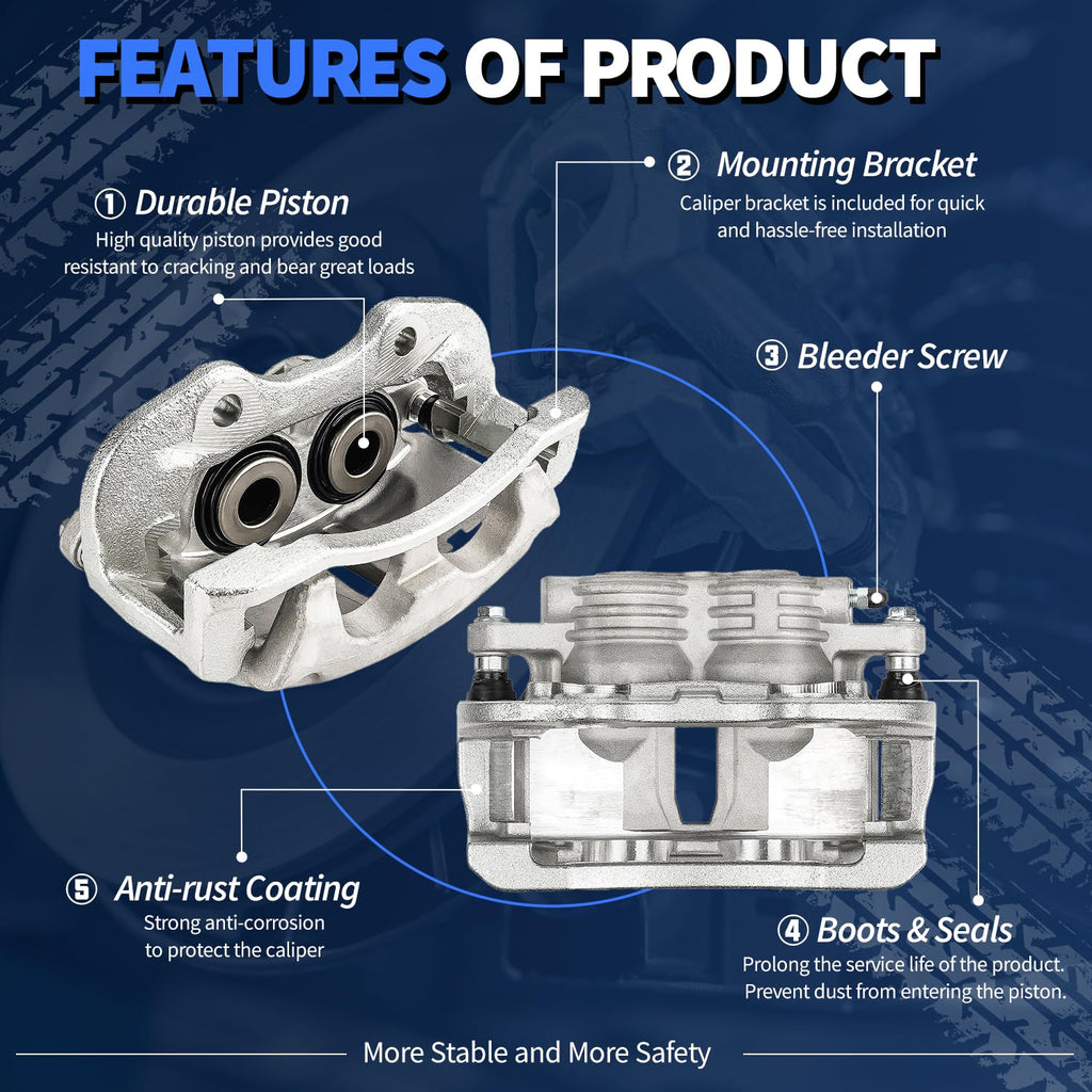 Maxfavor Rear Side Disc Brake Calipers Replace OE 18B4764 18B4765