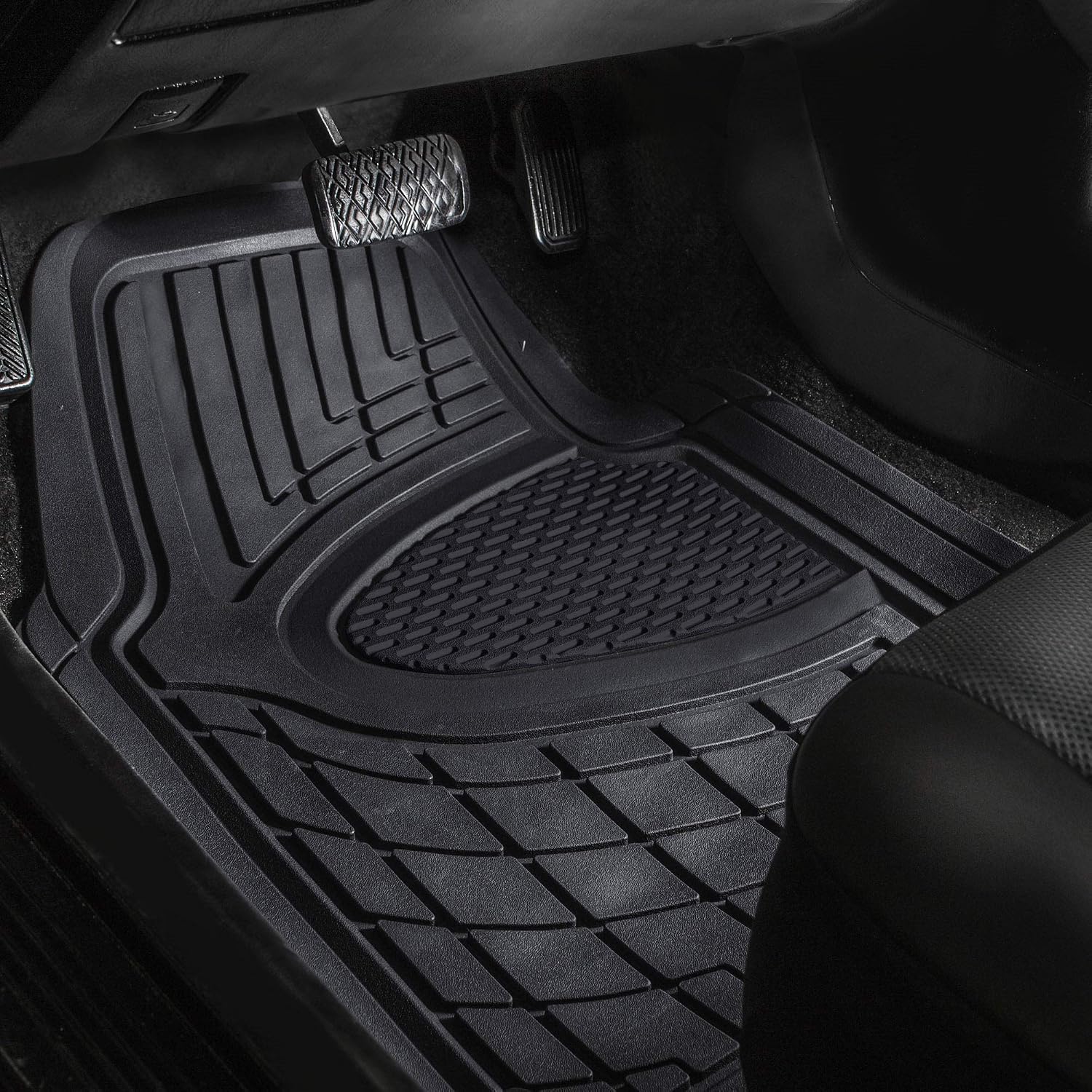 Automotive Floor Mats - Heavy-Duty Rubber Floor Mats for Cars, Universal Fit Full Set, Climaproof & Trimmable Floor