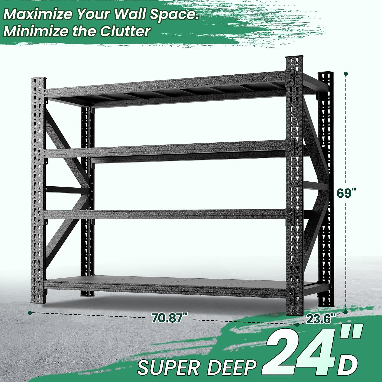 4-Tier Heavy Duty Garage Shelving,Industrial Shelving for Home & Business,Garage Storage Racks Heavy Duty Steel