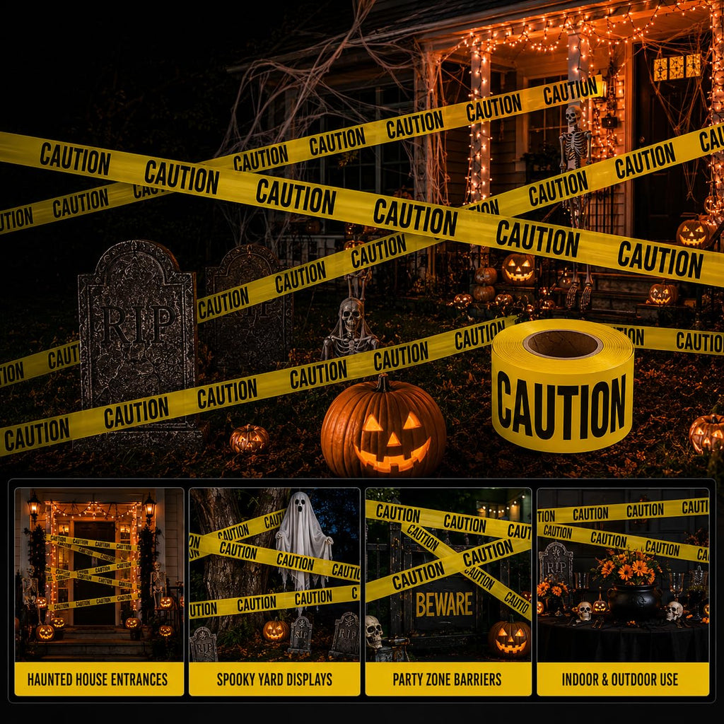 Premium Yellow Caution Tape I 3 inch x 1000 feet I Harzard Tape w/Bright Yellow & Bold Black Text I 3" Wide for