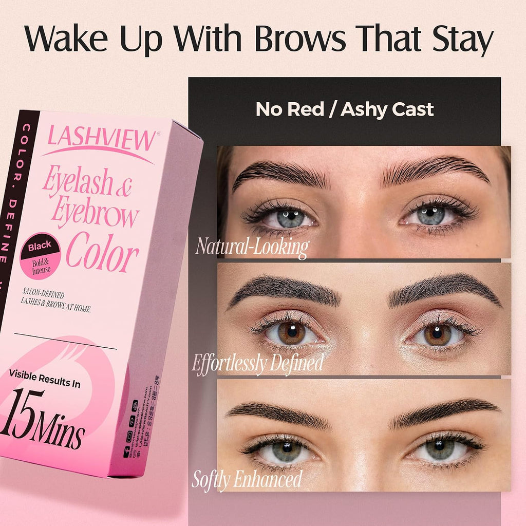 Eyelash and Eyebrow Kit, 2-in-1 Lash and Brow Color Set, Black, Disposable, 7ml