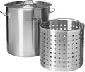 GasOne Stainless Steel Stockpot with Basket – 36qt Stock Pot with Lid and Reinforced Bottom – Heavy-Duty Cooking Pot