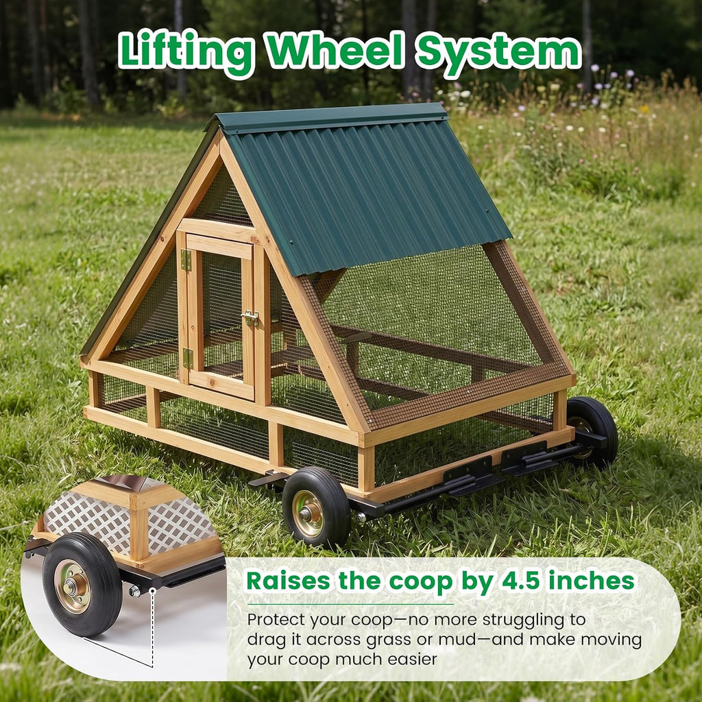 Chicken Coop Wheel Kit with Lift Assist Handle