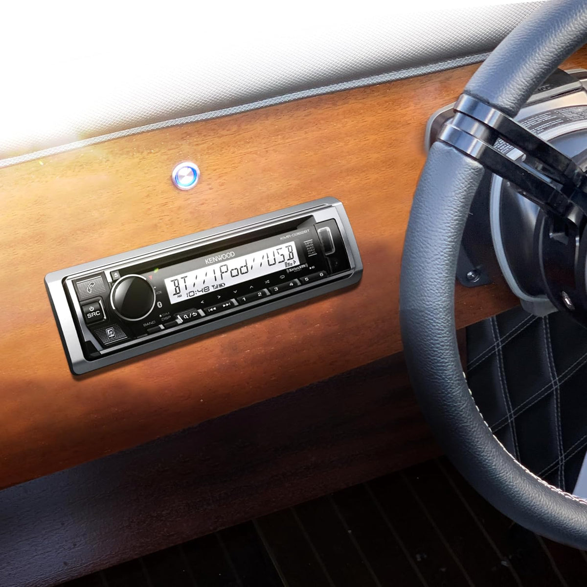 KMR-D382BT (50W x 4Ch) Single Din Car/Marine Stereo Head Unit with Bluetooth, Hands-Free Calling, CD Player, USB