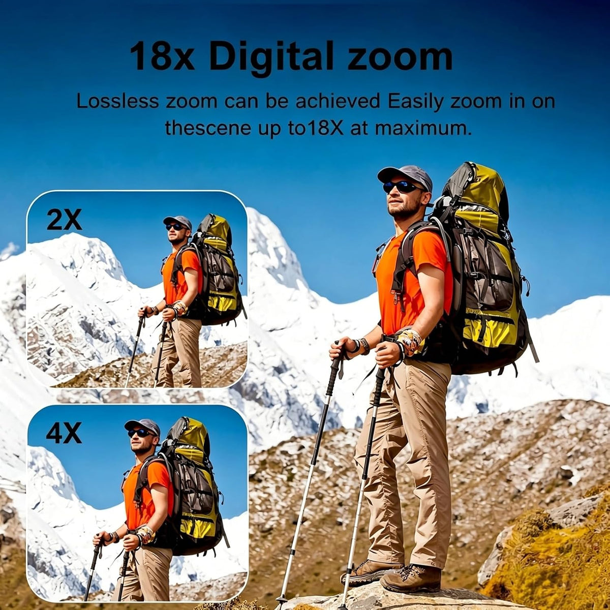 4K Handheld Pocket Camera with Face Tracking Rotating Lens, Vlogging Camera
