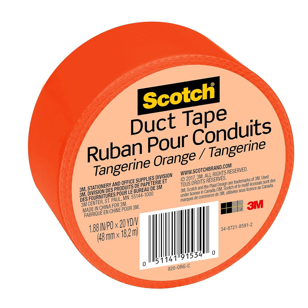 Duct Tape, 1.88 in x 20 yd, Tangerine Orange, 1 Roll (920-ORG-C)