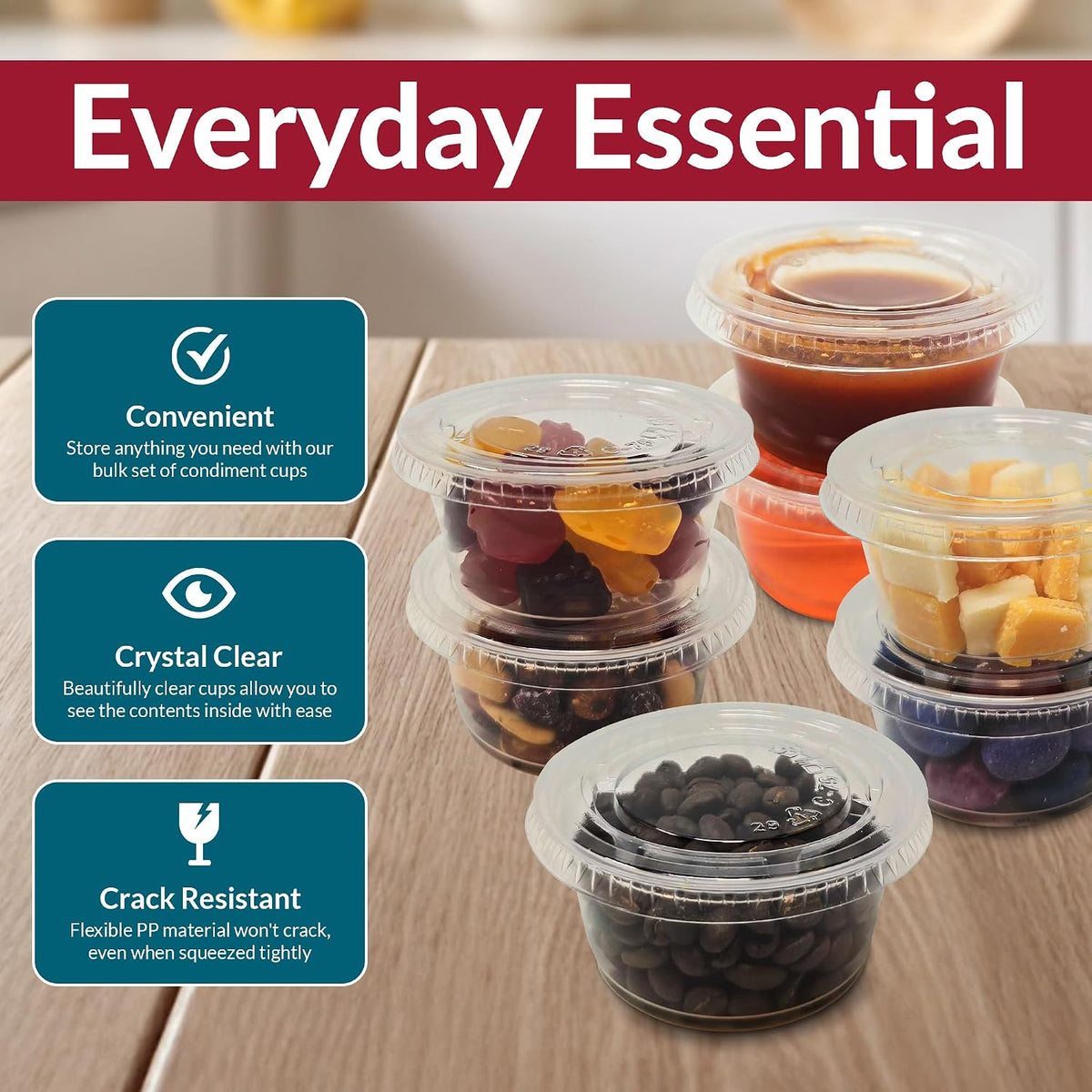 3.25 oz Small Containers with Lids 500 Sets | Plastic Portion Cups
