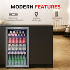Beverage Refrigerator and Cooler, 116 Can Mini Fridge with Glass Door for Soda Beer or Wine for Office or Bar with