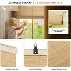 Cordless Bamboo Blinds, 23"x72", Carbonized