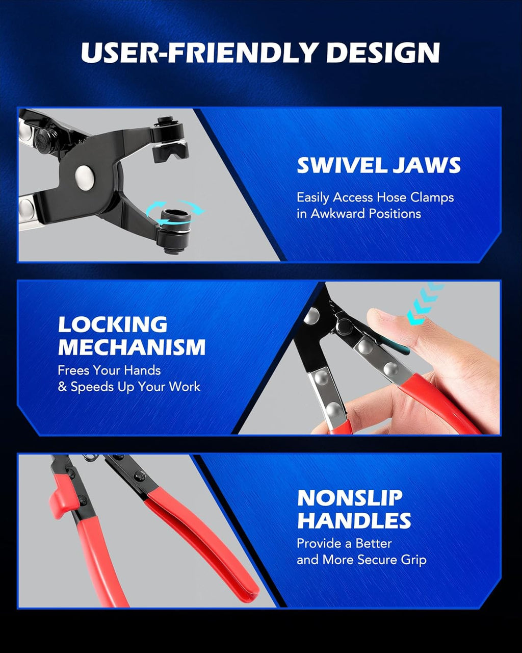 Hose Clamp Pliers, Long Reach Wire Spring Hose Clamp Pliers Remover for Automotive Coolant Radiator Heater and Water