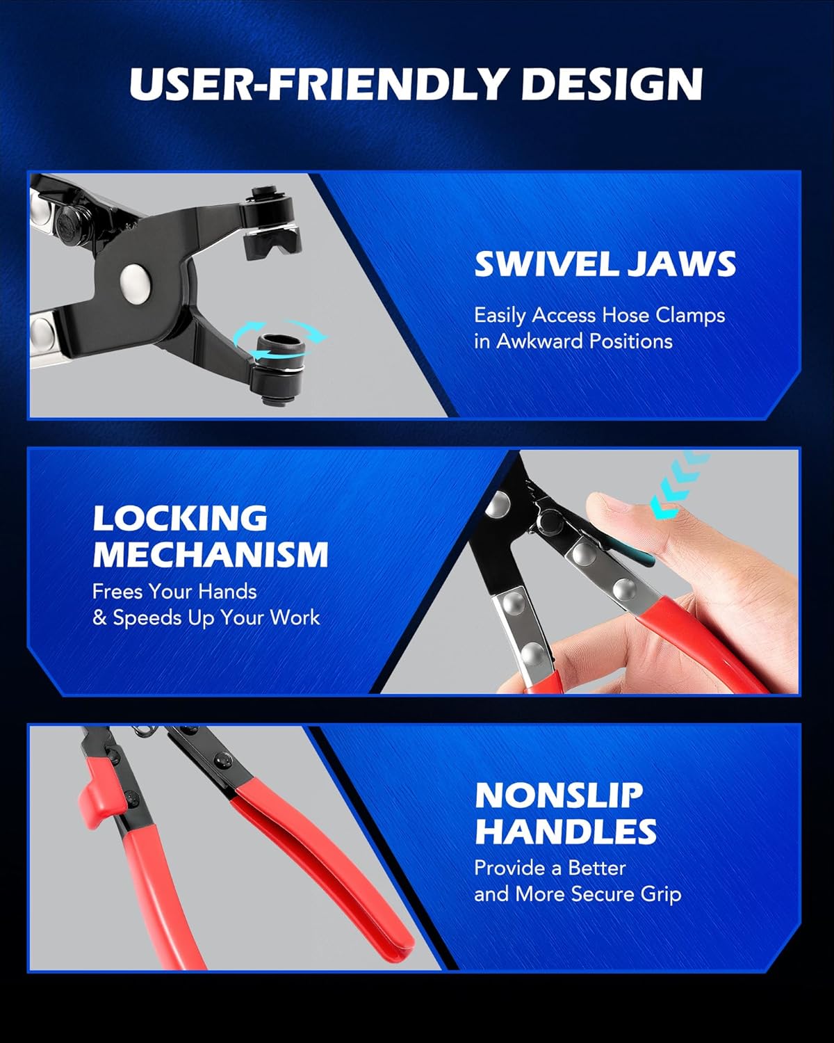 Hose Clamp Pliers, Long Reach Wire Spring Hose Clamp Pliers Remover for Automotive Coolant Radiator Heater and Water