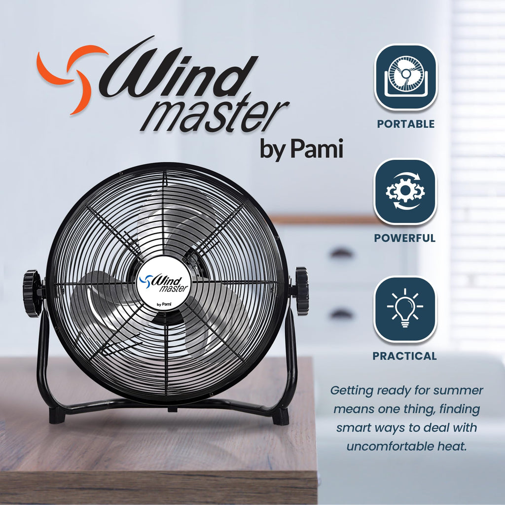 12 in High-Velocity Floor Fan,3 Speed,Adjustable Head,Metal,Heavy Duty